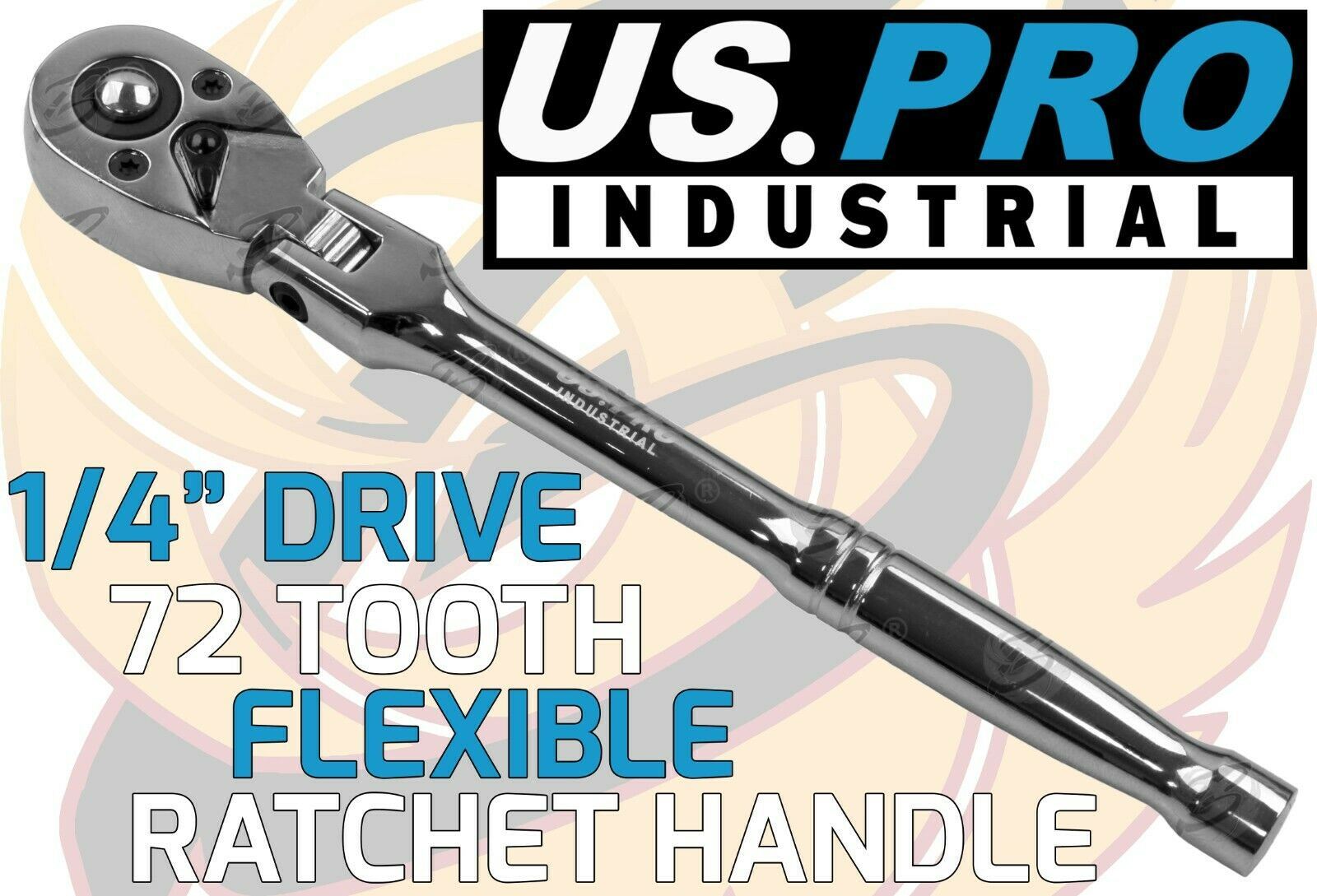 US PRO INDUSTRIAL 1/4" DRIVE 72 TOOTH FLEXIBLE RATCHET HANDLE