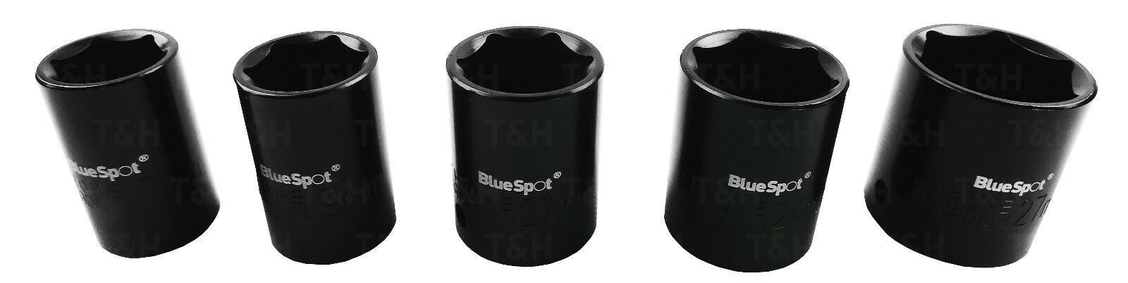 BLUESPOT 10PCS 1/2" DRIVE 6 POINT SHALLOW IMPACT SOCKETS 9MM - 27MM