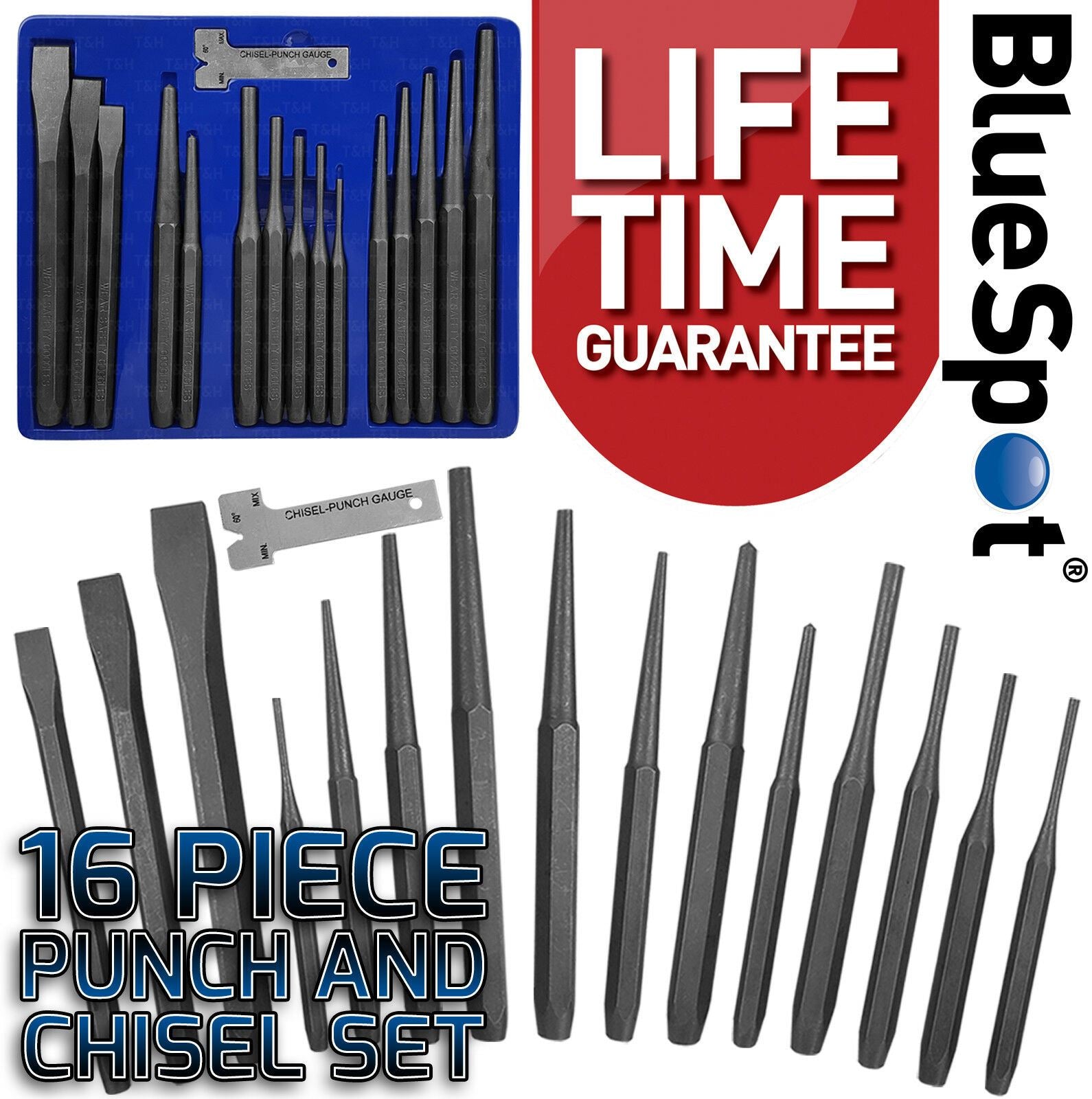 BLUESPOT 16PCS PUNCH & CHISEL SET
