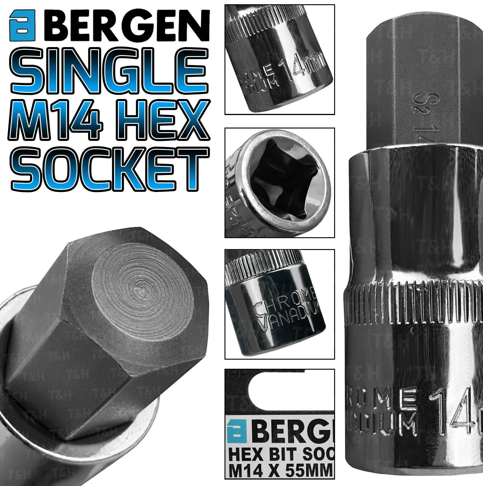US PRO H14 1/2" DRIVE 55MM LONG HEX BIT SOCKET ( SINGLE )