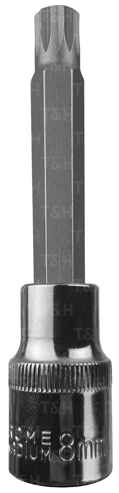 US PRO M8 1/2" DRIVE 100MM LONG SPLINE BIT SOCKET ( SINGLE )