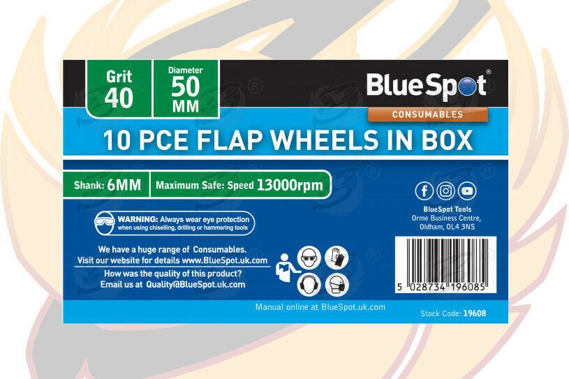 BLUESPOT 10PCS FLAP WHEEL DISCS ( 40 GRIT - 50MM )