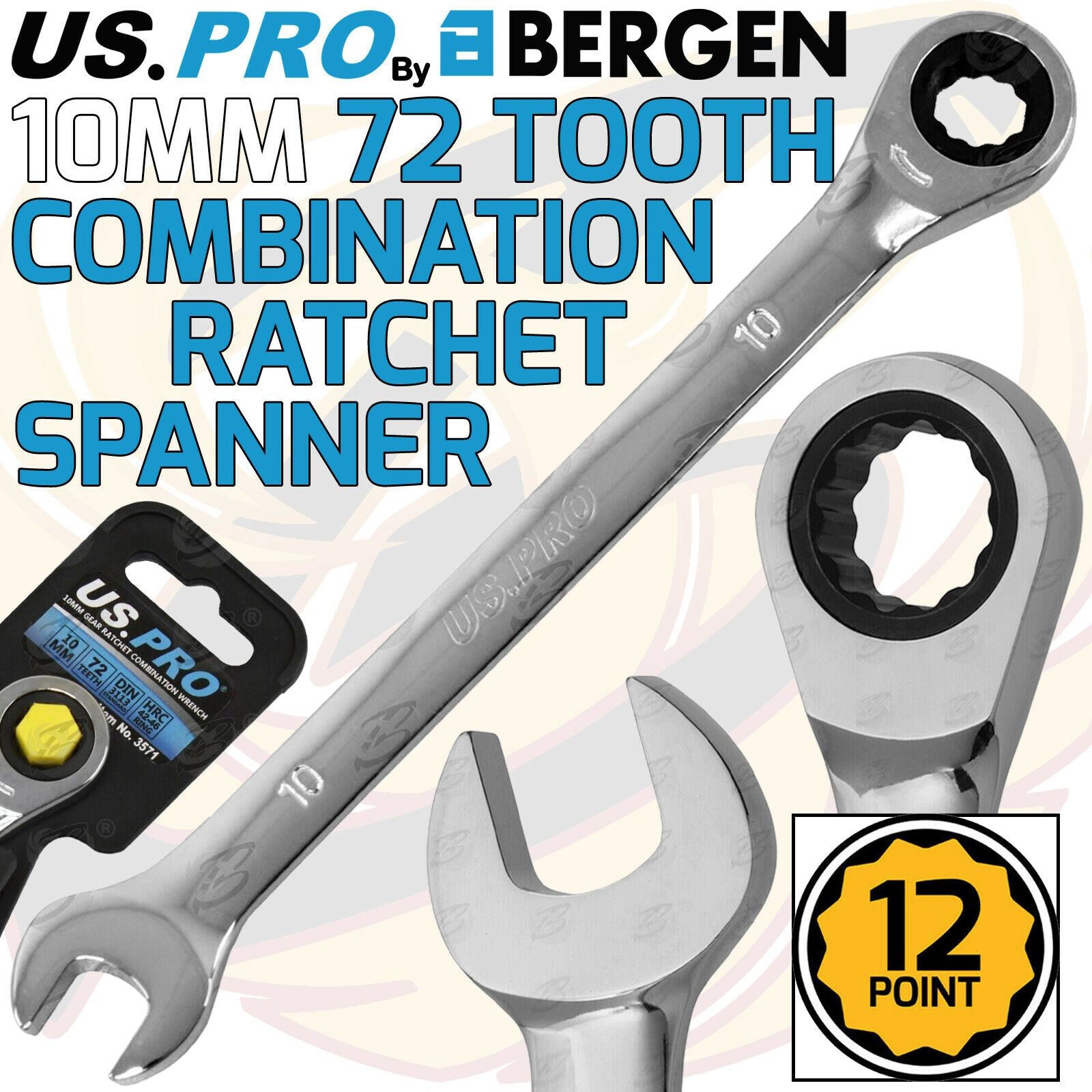 US PRO 10MM 72 TOOTH RATCHET SPANNER