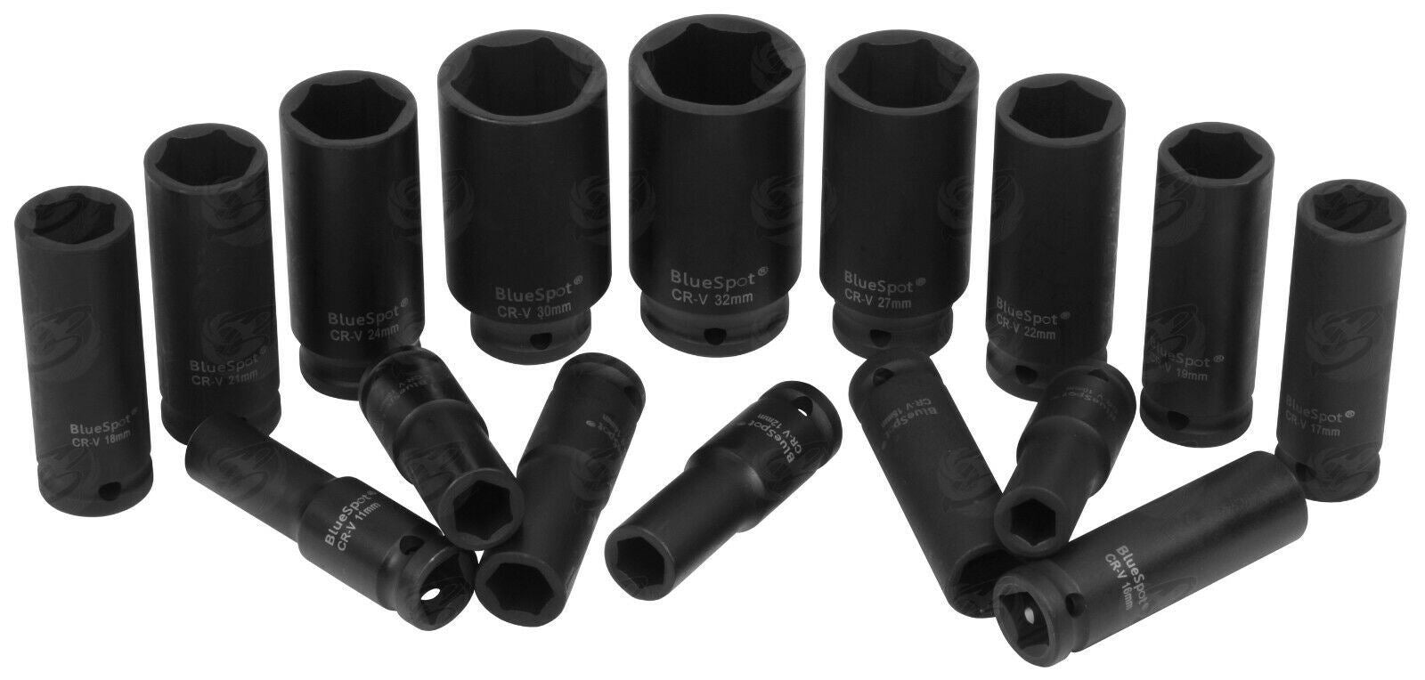 BLUESPOT 16PCS 1/2" DRIVE 6 POINT DEEP IMPACT SOCKETS 10MM - 32MM