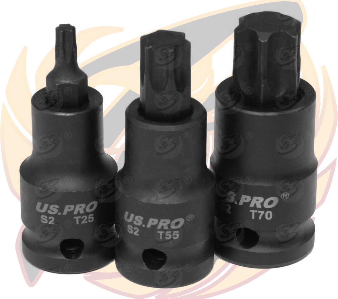 US PRO 10PCS 1/2" DRIVE IMPACT TORX BIT SOCKETS T20 - T70