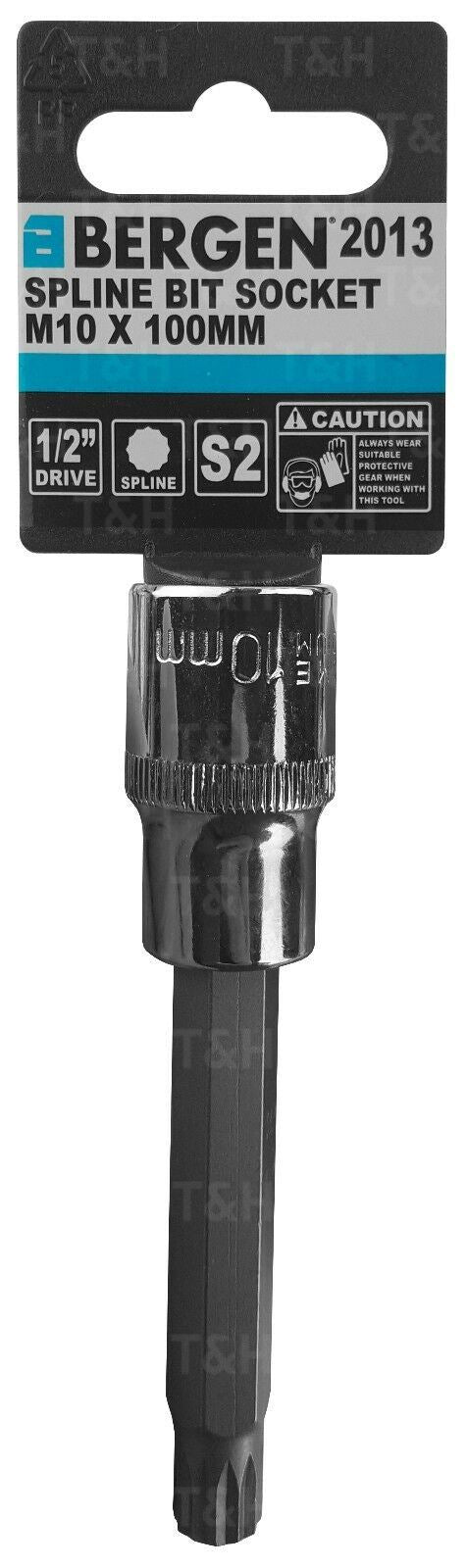US PRO M10 1/2" DRIVE 100MM LONG SPLINE BIT SOCKET ( SINGLE )