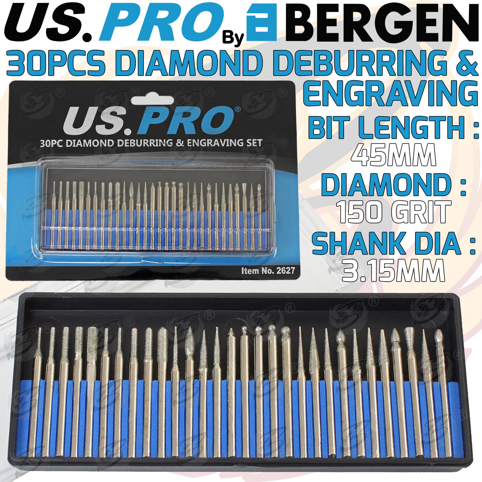 US PRO 30PCS DIAMOND BURR & ENGRAVING KIT