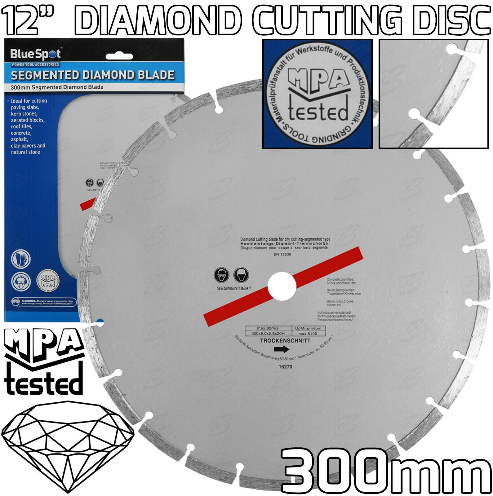 BLUESPOT 12" DIAMOND CUTTING DISC
