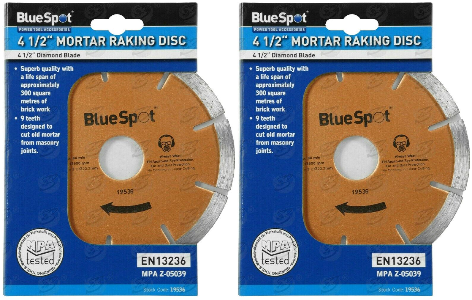 BLUESPOT 4.5" ( 115MM ) DIAMOND MORTAR RAKING DISC ( x 2 )