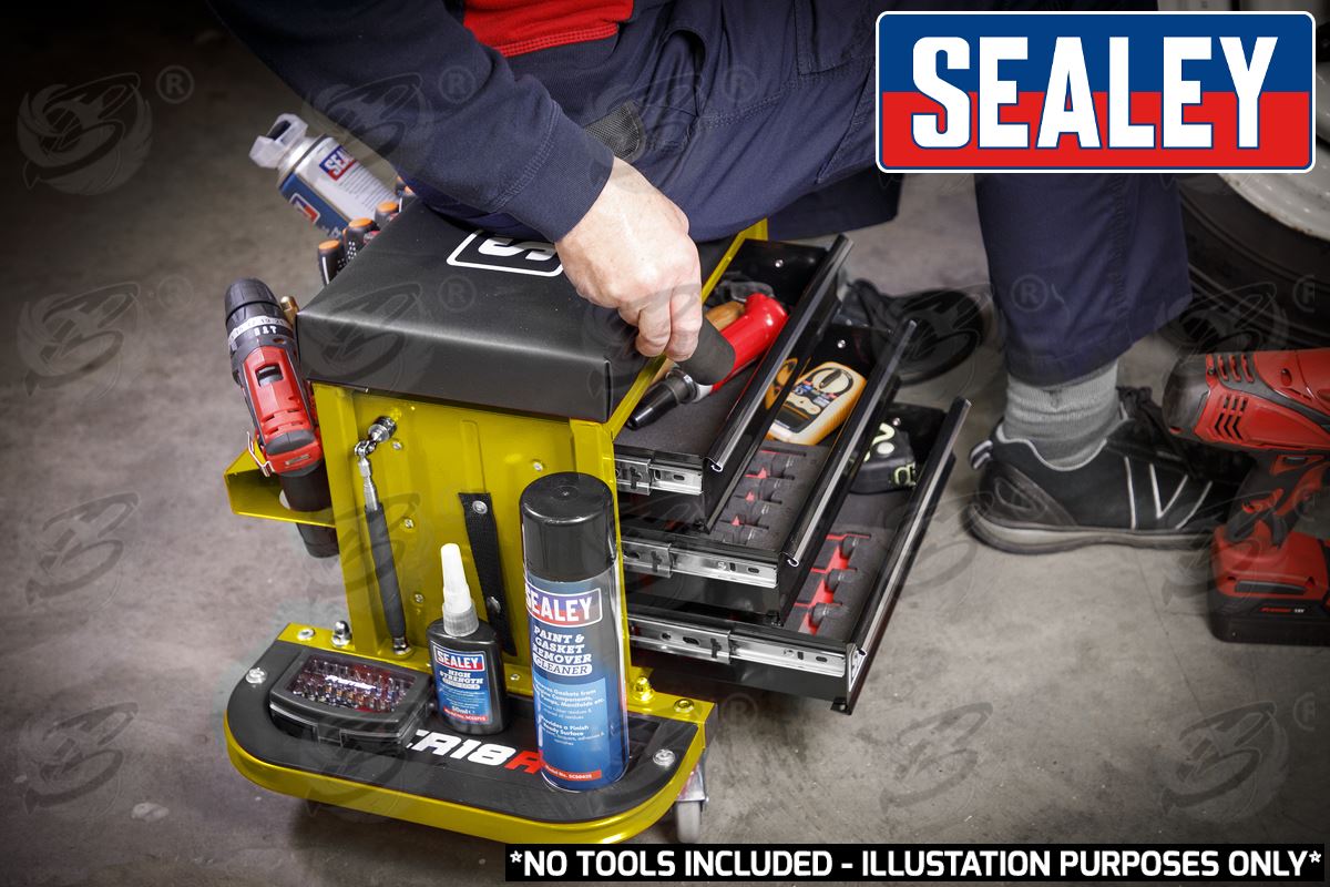 SEALEY MECHANIC STOOL / UTILTIY BOX ( YELLOW )