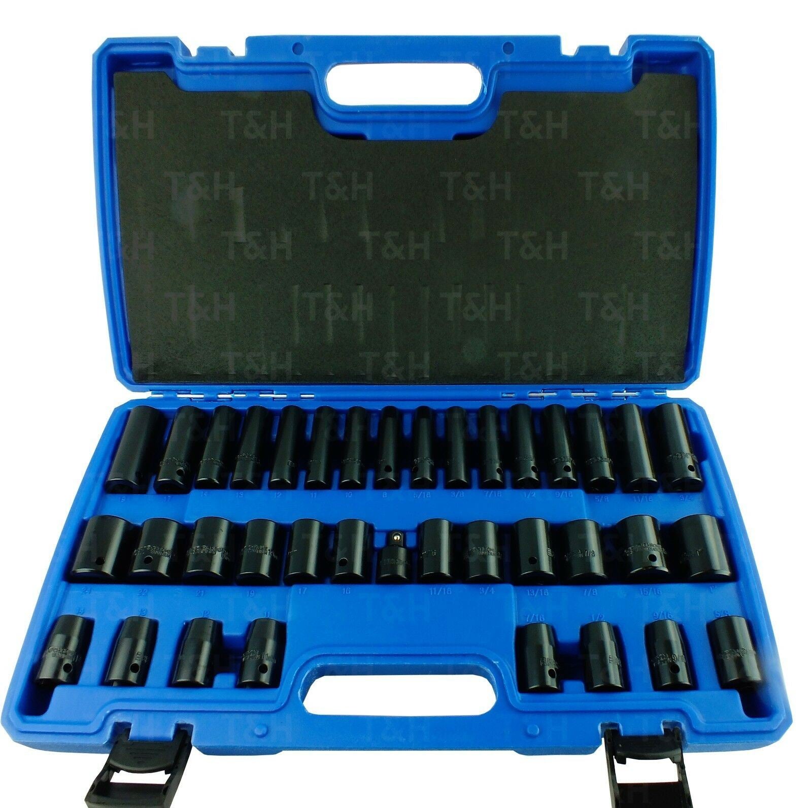 US PRO 37PCS 3/8" & 1/2" DRIVE 6 POINT DEEP & SHALLOW METRIC & SAE IMPACT SOCKET
