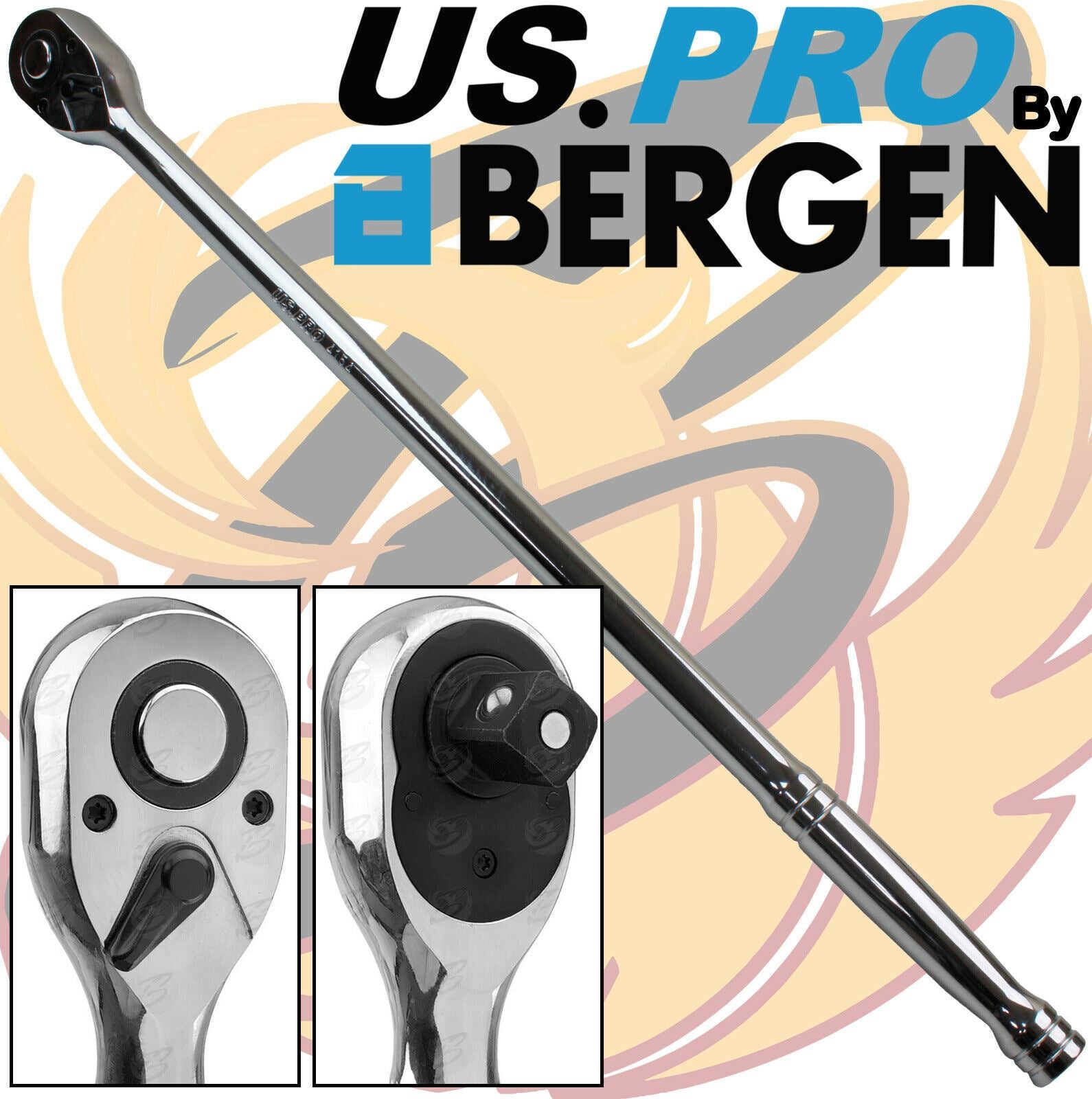 US PRO 1/2" DRIVE 72 TOOTH EXTRA LONG RATCHET HANDLE