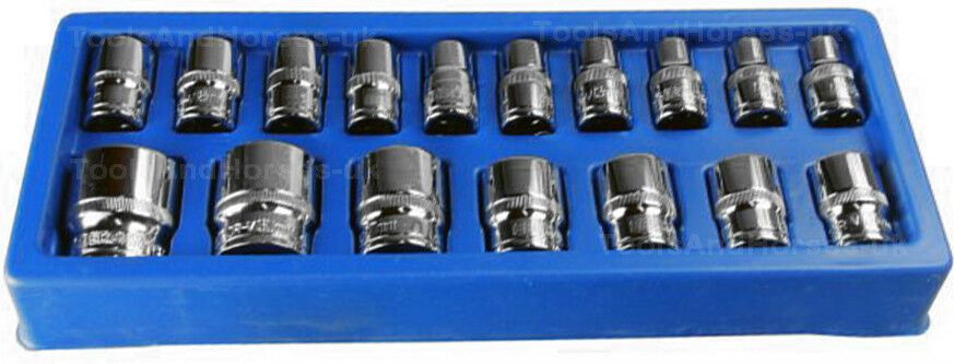 US PRO 17PCS 3/8" DRIVE 6 POINT SHALLOW SOCKETS 8MM - 24MM