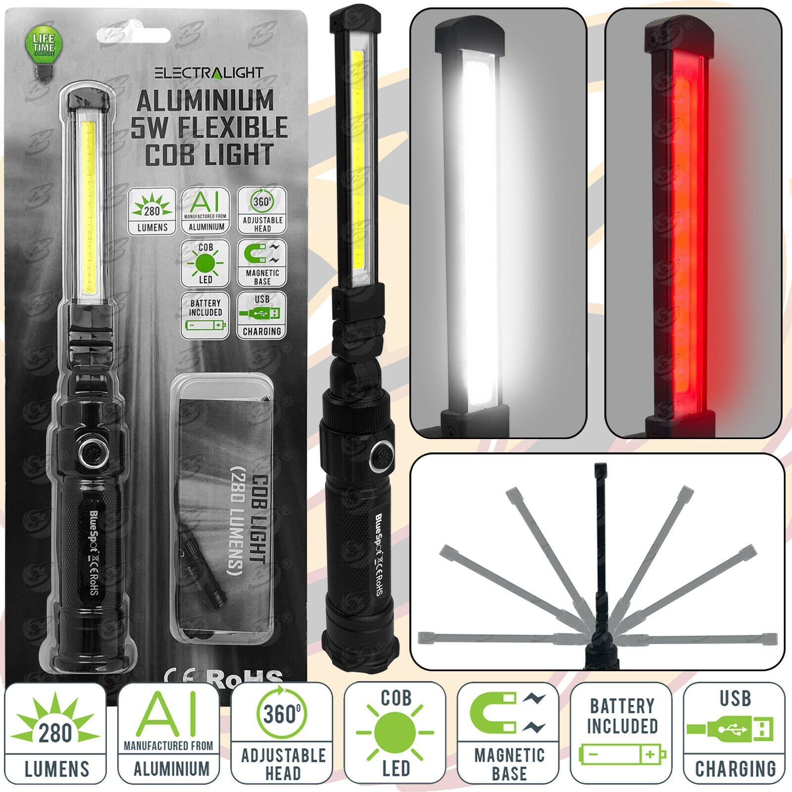 ELECTRALIGHT RECHARGEABLE COB LED WORKLIGHT