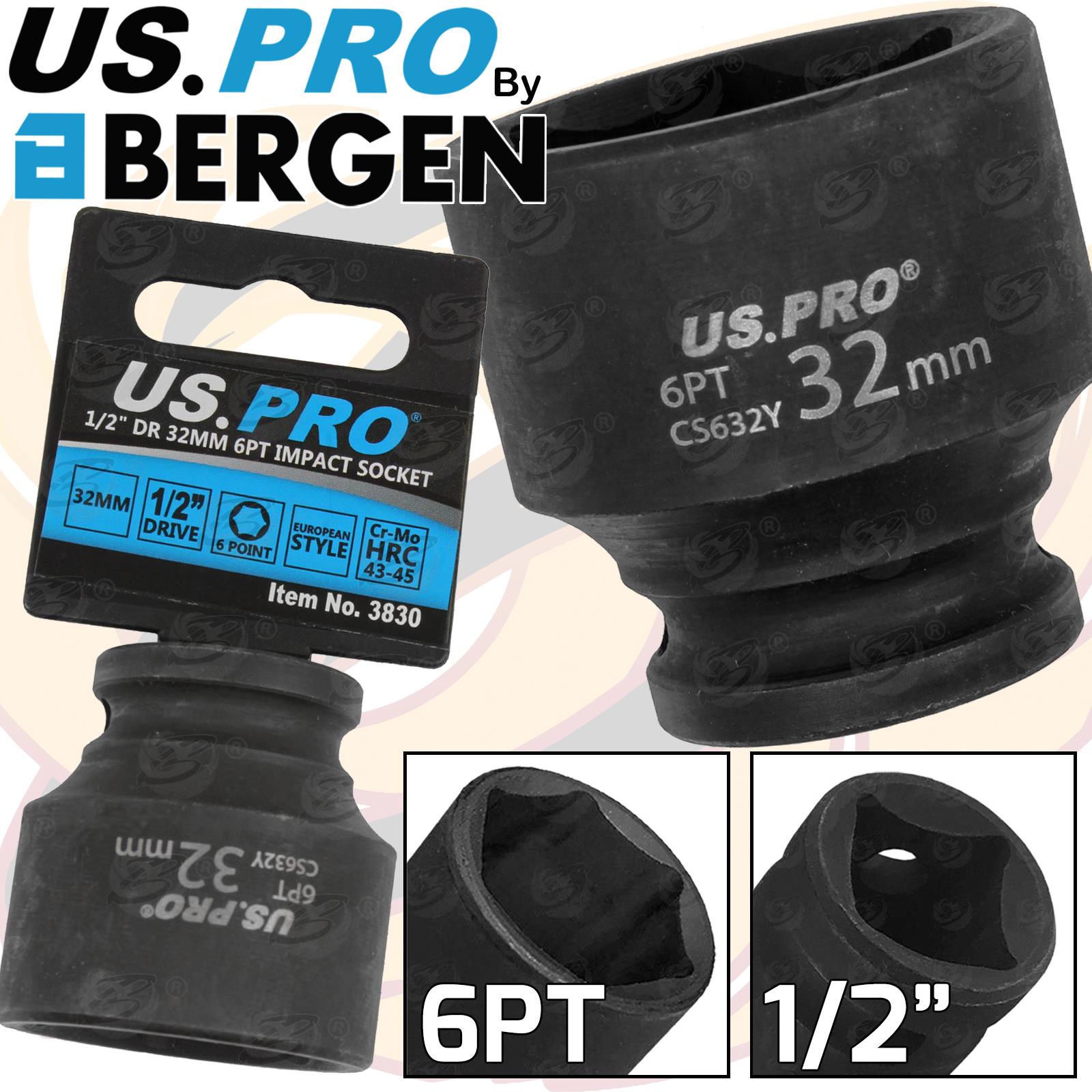 US PRO 32MM 1/2" DRIVE 6 POINT SHALLOW IMPACT SOCKET ( SINGLE )