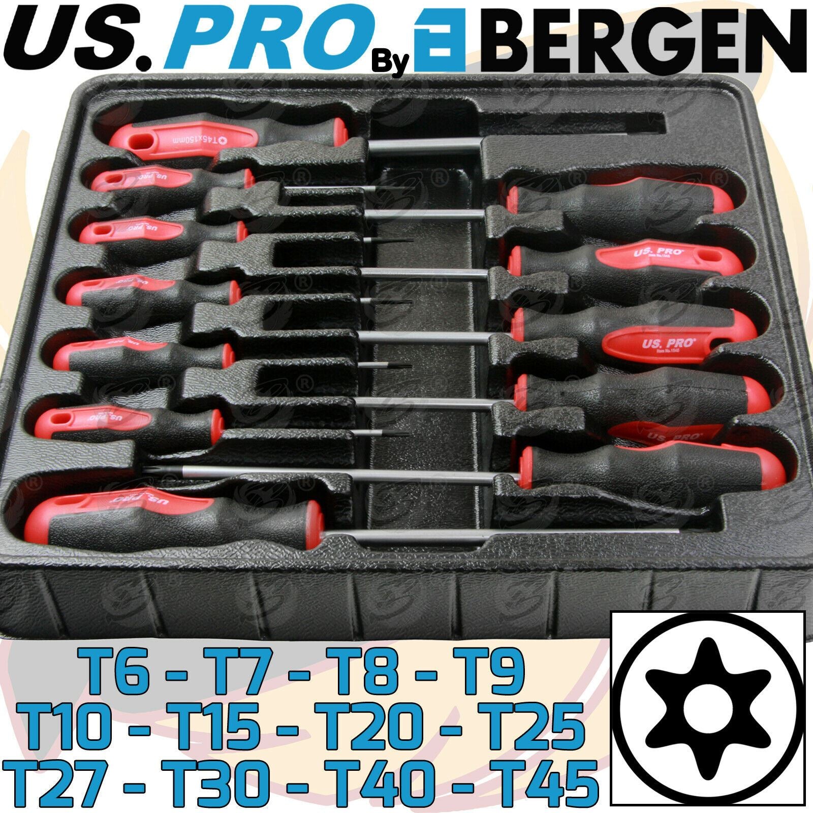 US PRO 12PCS MAGNETIC TAMPERPROOF TORX SCREWDRIVERS T6 - T45