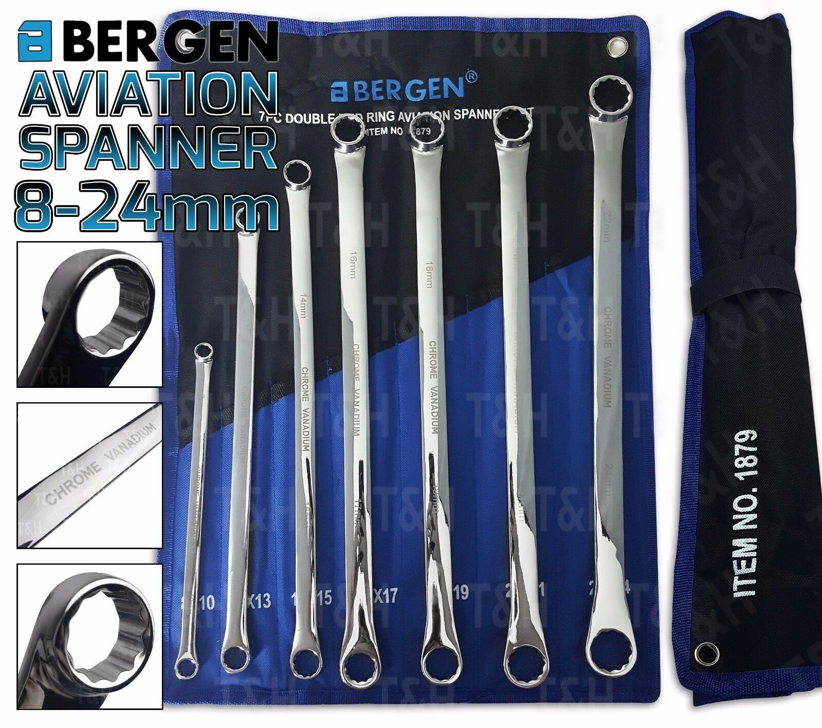 US PRO 7PCS EXTRA LONG AVIATION SPANNERS 8MM - 24MM