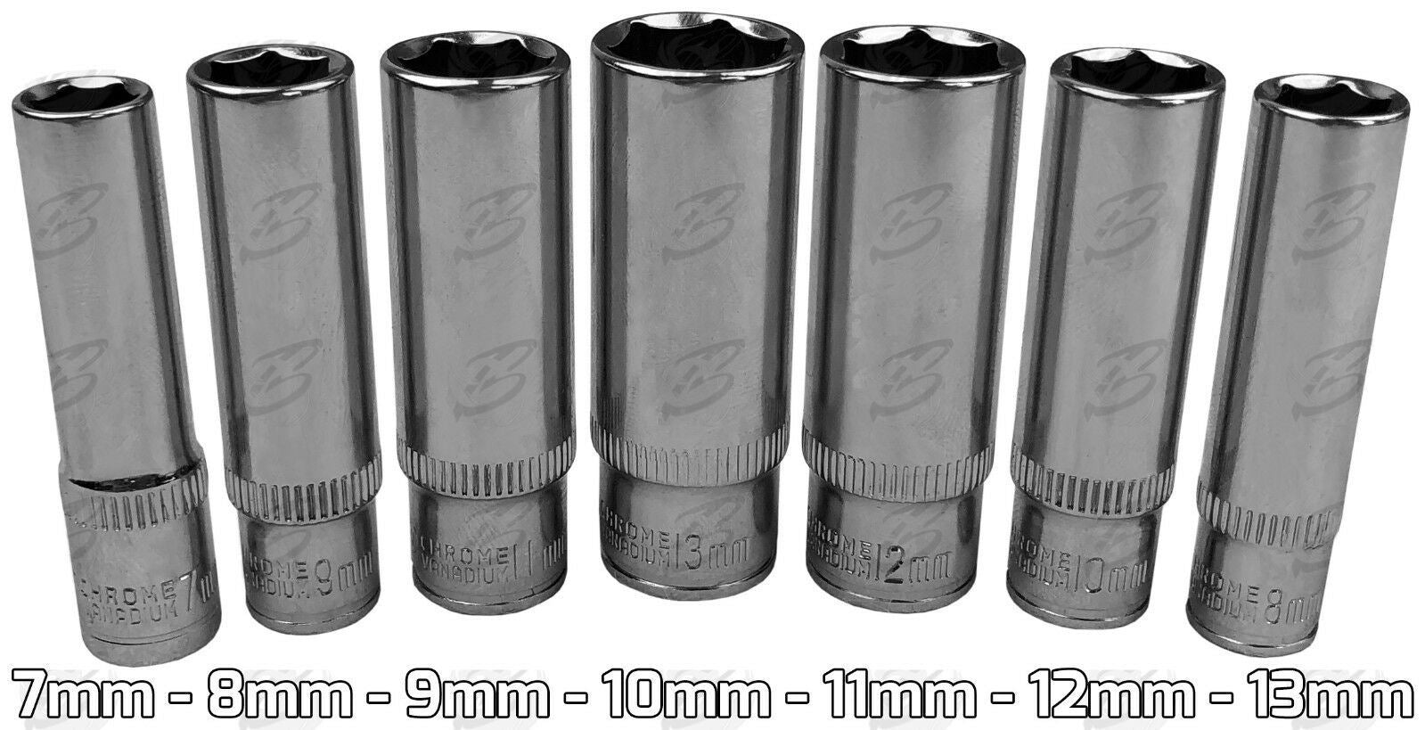 US PRO 11PCS 1/4" DRIVE 6 POINT DEEP SOCKETS 4MM - 13MM