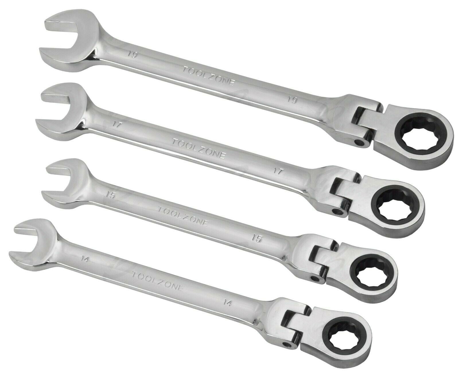 TOOLZONE 8PCS COMBINATION FLEXIBLE RATCHET SPANNER SET 8MM - 19MM