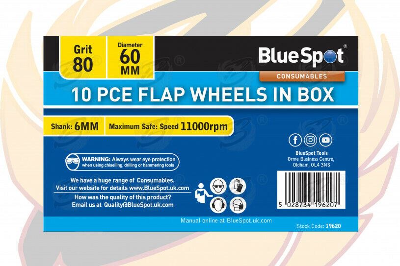 BLUESPOT 10PCS FLAP WHEEL DISCS ( 80 GRIT - 60MM )