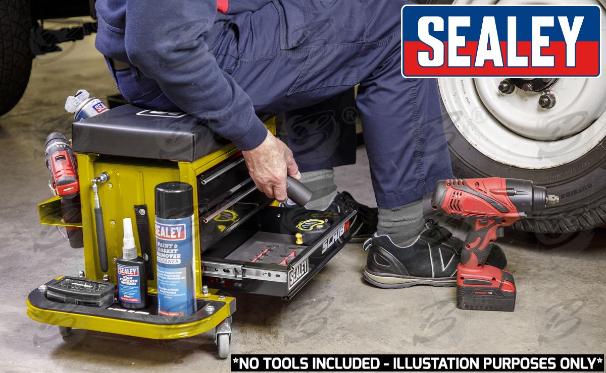 SEALEY MECHANIC STOOL / UTILTIY BOX ( YELLOW )